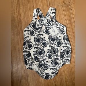 Kate Quinn Organic Cotton Romper in Black and White Floral